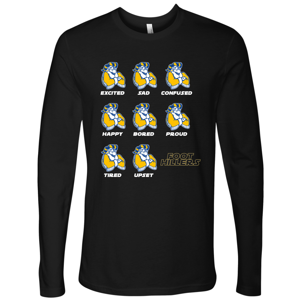 Foothillers: Excited Sad Confused - Next Level Mens Long Sleeve